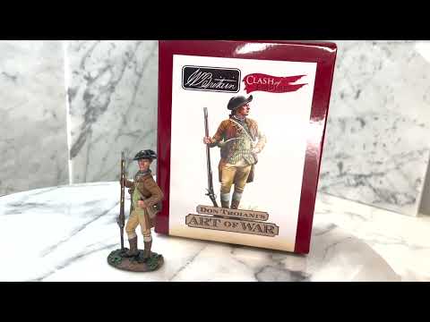 360 degree view of collectible toy soldier American militiaman.