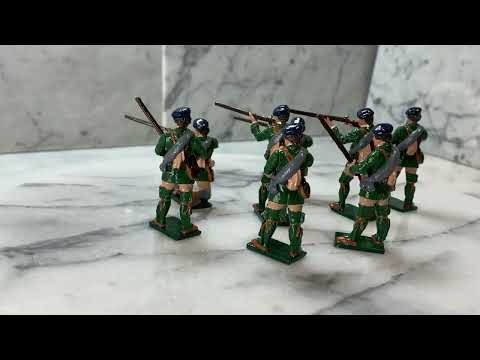 View of collectible toy soldier army men miniatures.