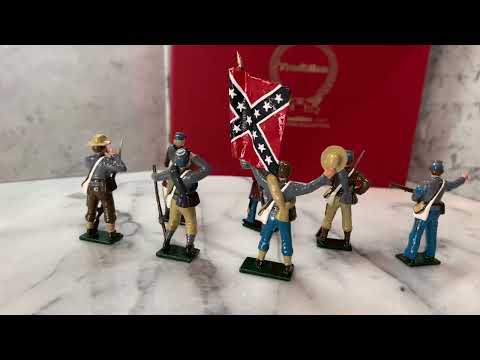 Seven toy soldiers figurines showing a 360 view.
