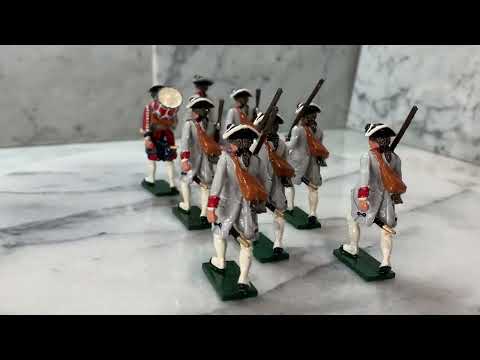 360 view of Collectible toy soldier army men set French Infantry La Reine Regiment.