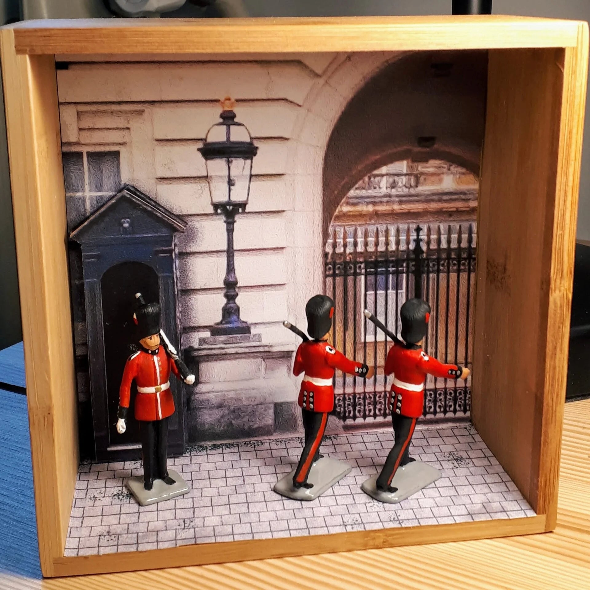 Collectible toy soldier miniature army men Shadowbox Square Coldstream Relieved by Grenadier.